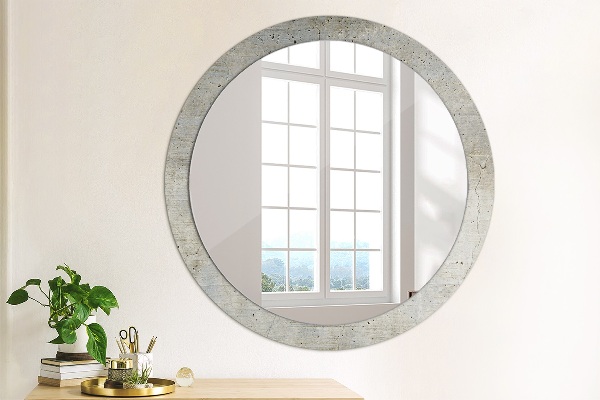Round wall mirror decor Gray concrete