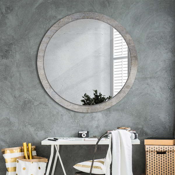 Round wall mirror decor Gray concrete