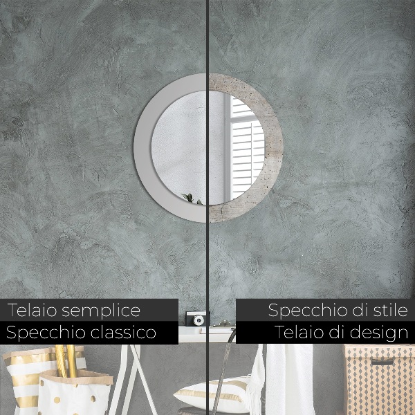 Round wall mirror decor Gray concrete