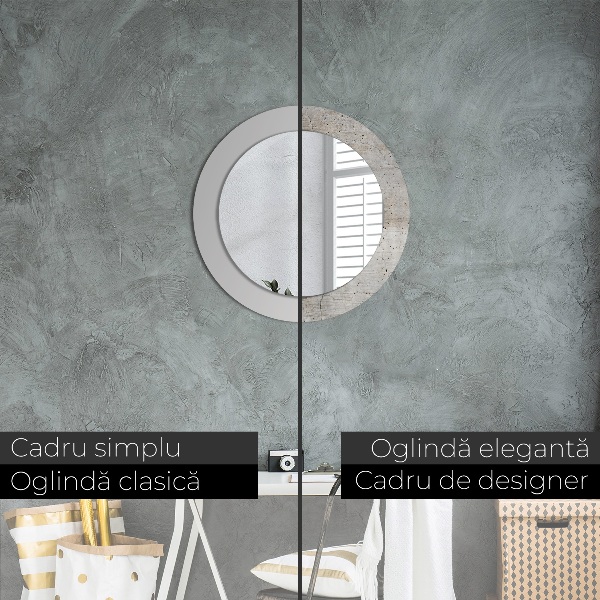 Round wall mirror decor Gray concrete