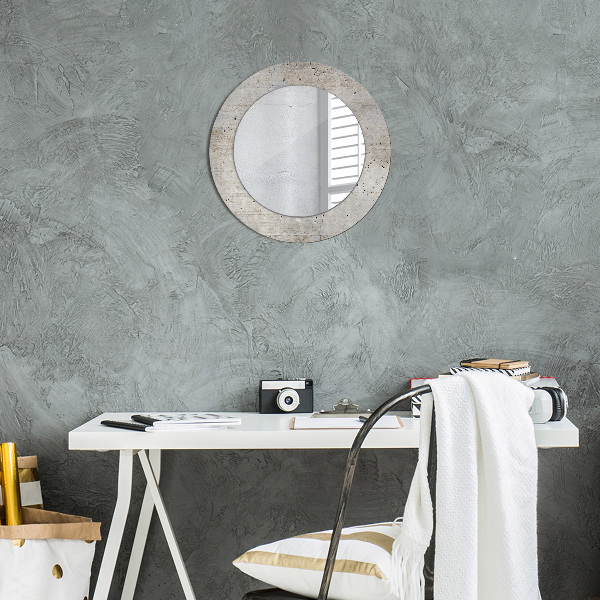 Round wall mirror decor Gray concrete