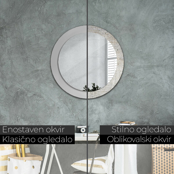 Round wall mirror decor Gray concrete