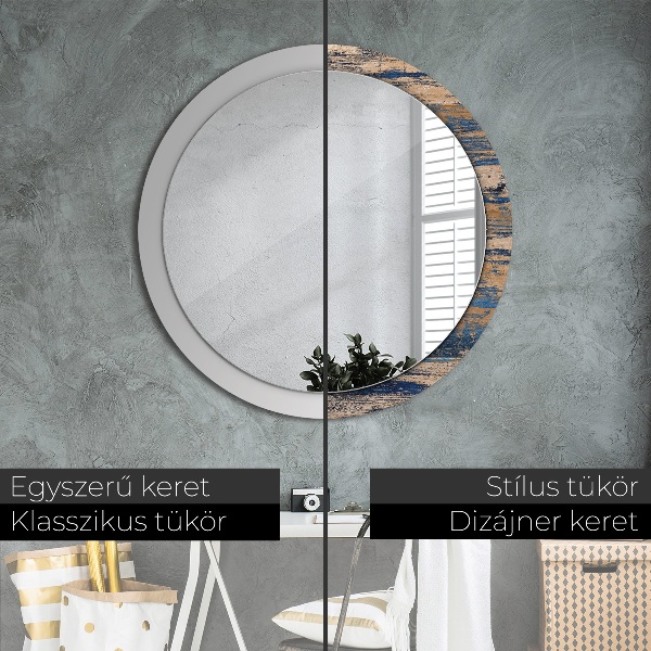 Round wall mirror decor Abstract wood