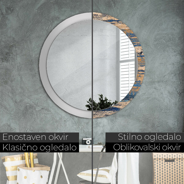 Round wall mirror decor Abstract wood