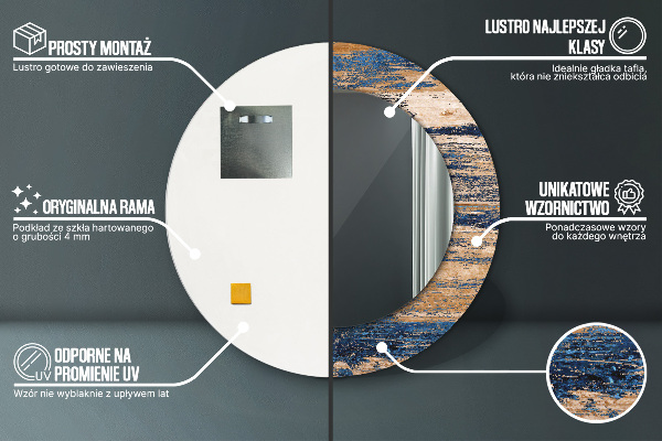 Round wall mirror decor Abstract wood