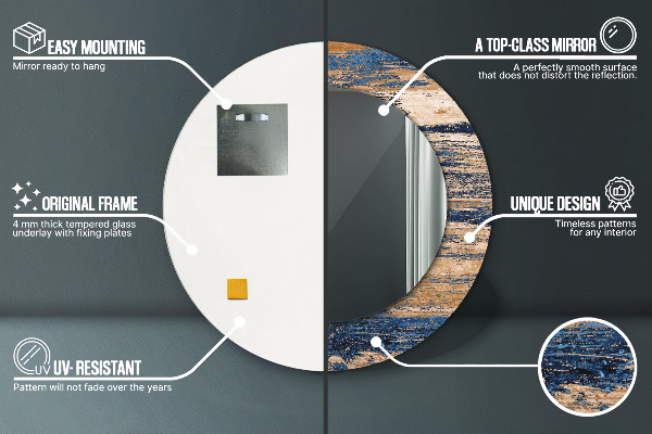 Round wall mirror decor Abstract wood