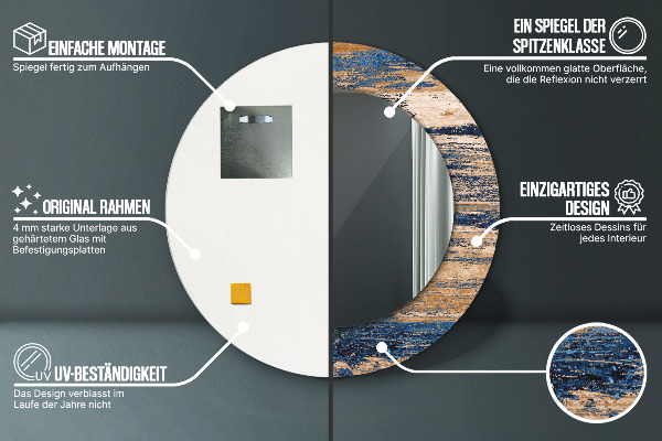 Round wall mirror decor Abstract wood