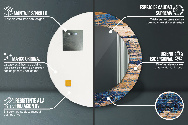 Round wall mirror decor Abstract wood