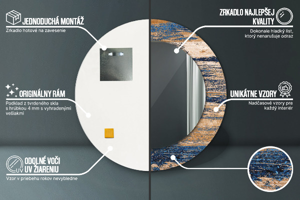 Round wall mirror decor Abstract wood