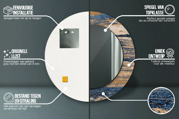 Round wall mirror decor Abstract wood