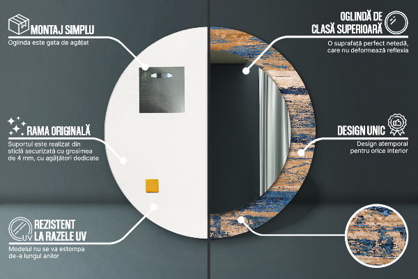 Round wall mirror decor Abstract wood