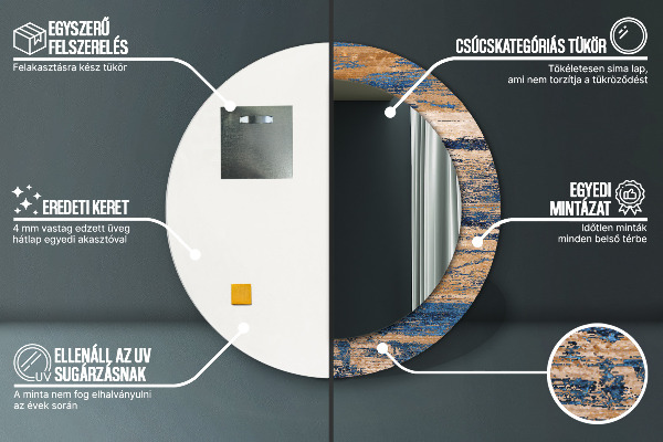 Round wall mirror decor Abstract wood