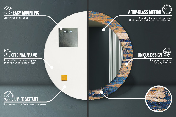 Round wall mirror decor Abstract wood