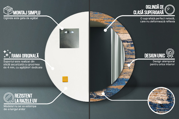 Round wall mirror decor Abstract wood