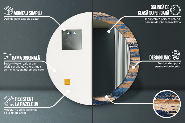 Round wall mirror decor Abstract wood