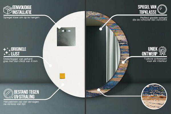 Round wall mirror decor Abstract wood