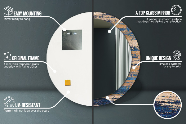 Round wall mirror decor Abstract wood