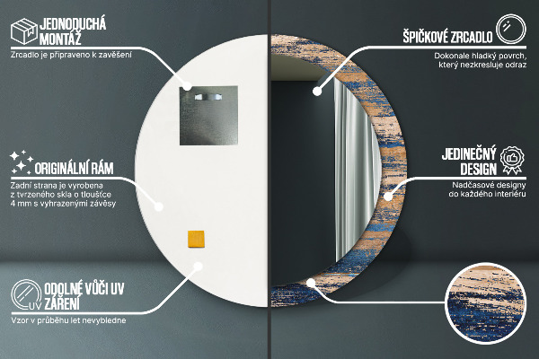 Round wall mirror decor Abstract wood