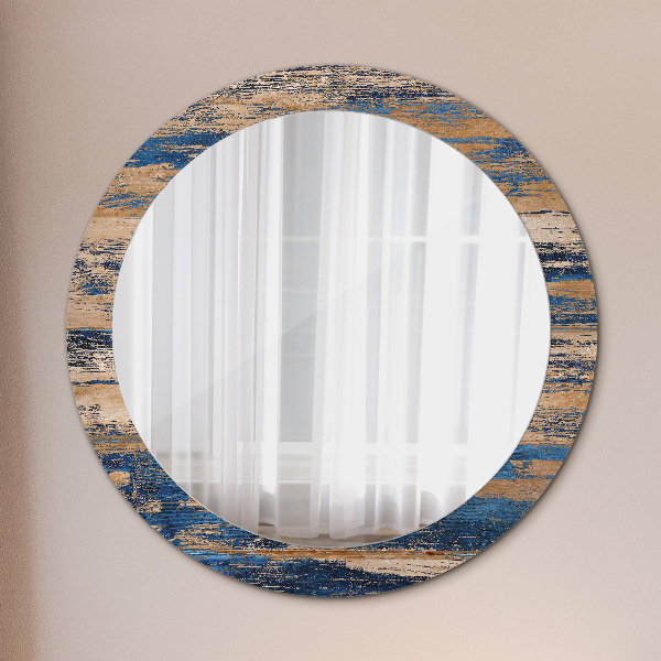 Round wall mirror decor Abstract wood