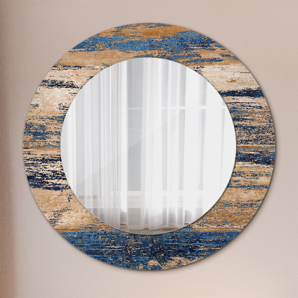 Round wall mirror decor Abstract wood