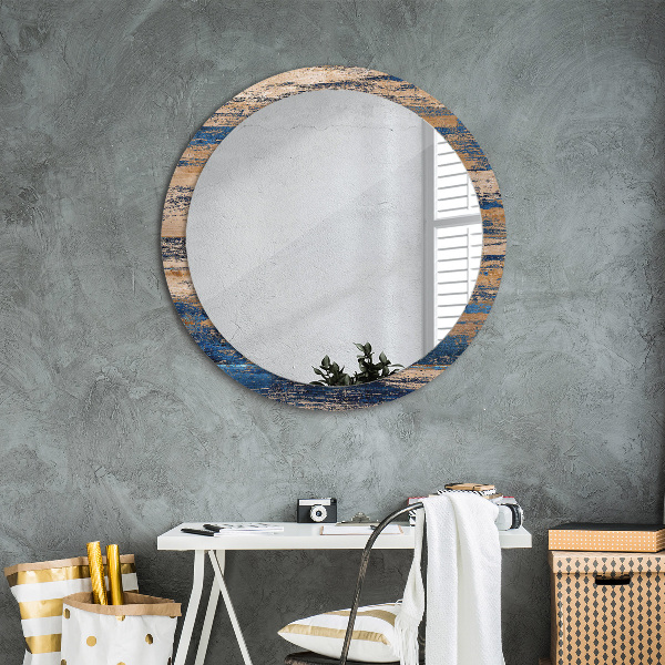 Round wall mirror decor Abstract wood