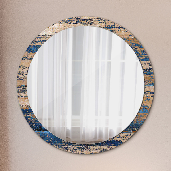 Round wall mirror decor Abstract wood