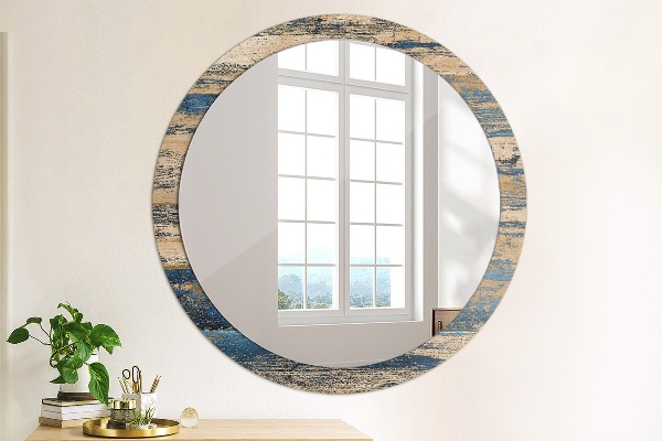 Round wall mirror decor Abstract wood