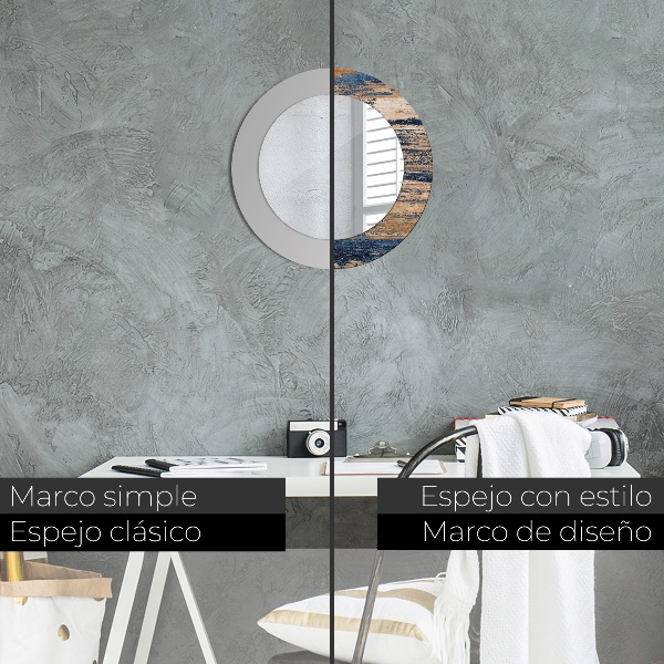 Round wall mirror decor Abstract wood