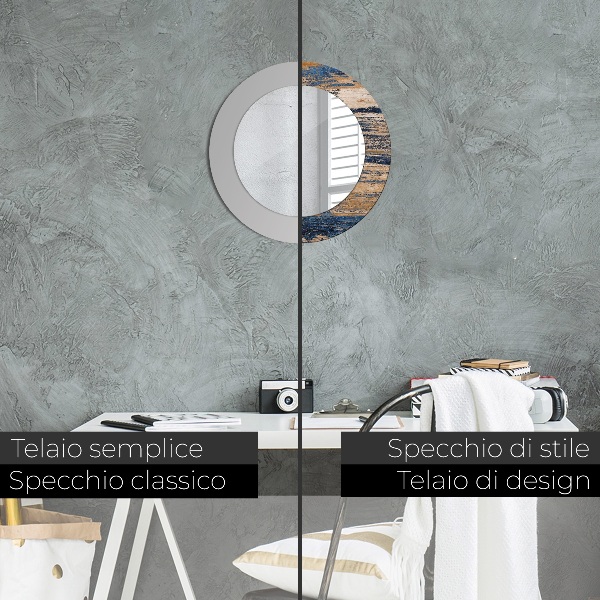 Round wall mirror decor Abstract wood