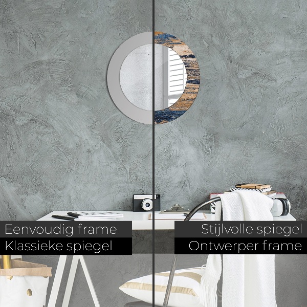 Round wall mirror decor Abstract wood