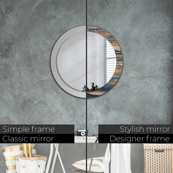 Round wall mirror decor Abstract wood