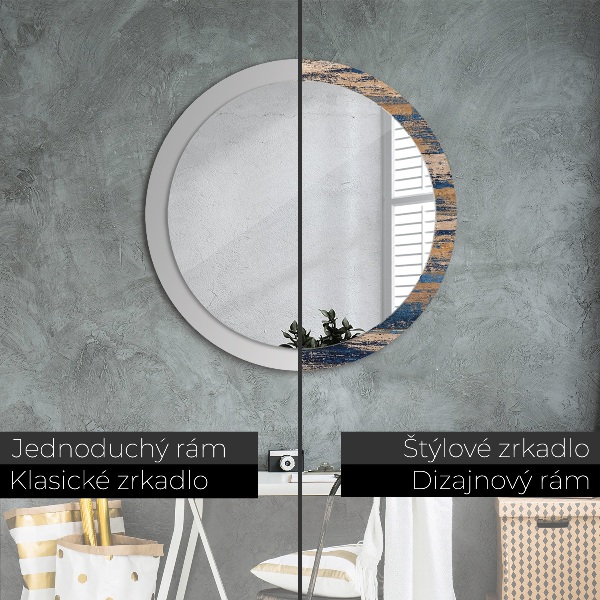 Round wall mirror decor Abstract wood