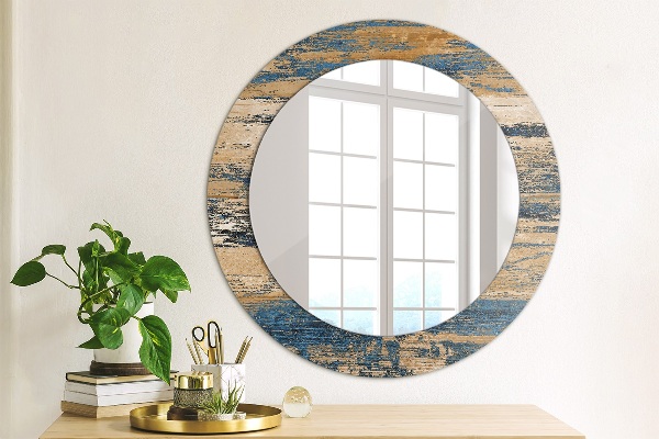 Round wall mirror decor Abstract wood