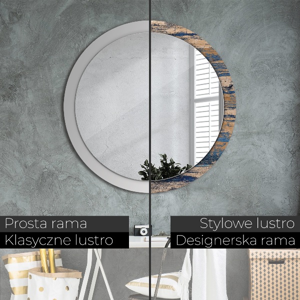 Round wall mirror decor Abstract wood