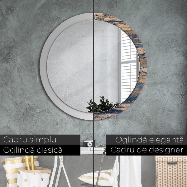 Round wall mirror decor Abstract wood