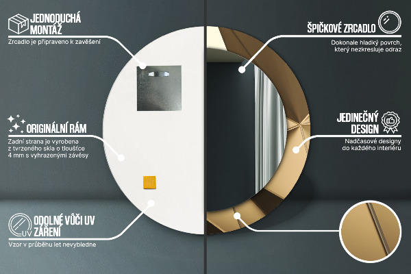 Round printed mirror Modern abstraction