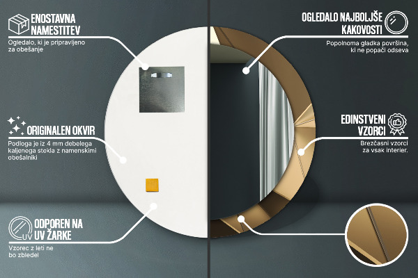 Round printed mirror Modern abstraction