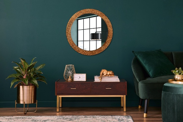 Circle decorative mirror Oak wood