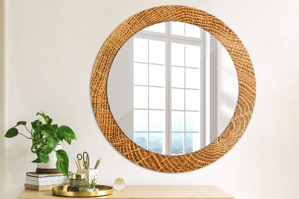 Circle decorative mirror Oak wood