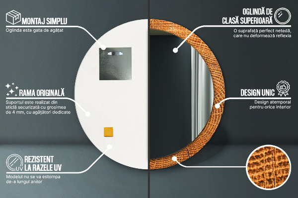 Circle decorative mirror Oak wood
