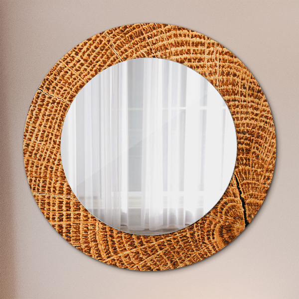 Circle decorative mirror Oak wood