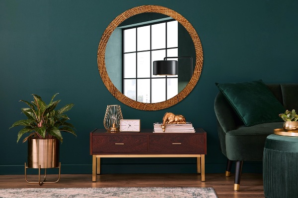 Circle decorative mirror Oak wood