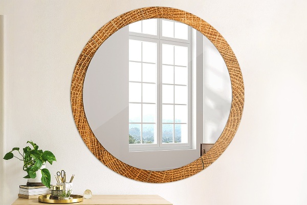 Circle decorative mirror Oak wood