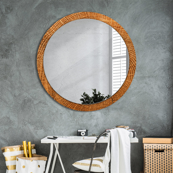 Circle decorative mirror Oak wood