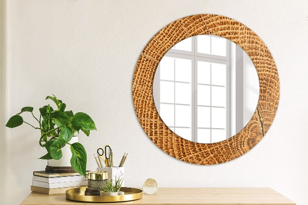 Circle decorative mirror Oak wood