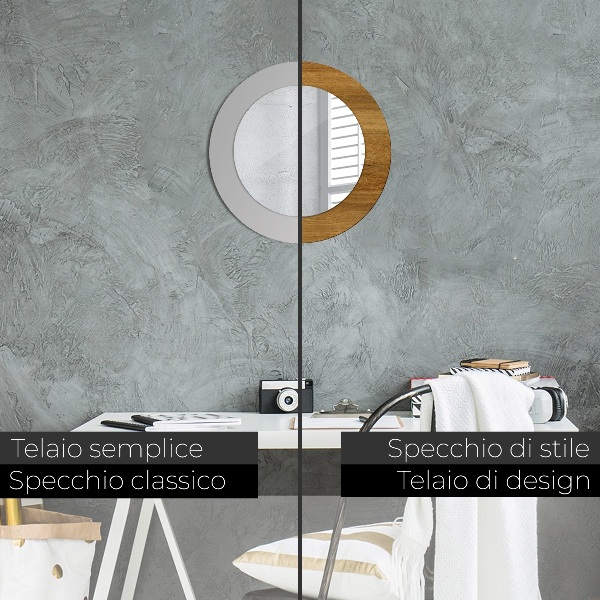 Round printed mirror Rustic oak