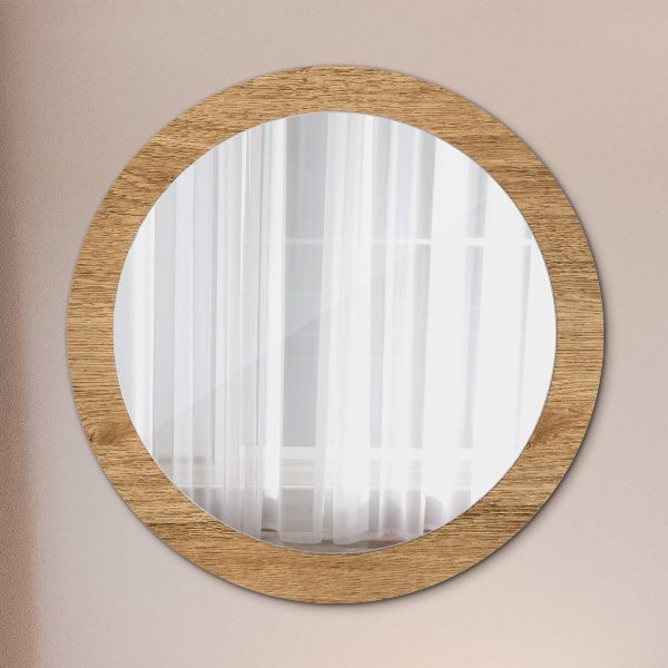 Round printed mirror Wood texture
