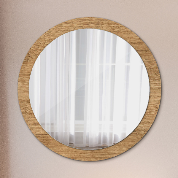 Round printed mirror Wood texture