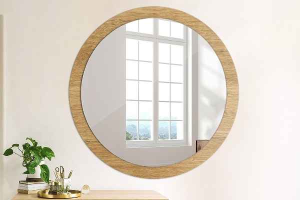 Round printed mirror Wood texture