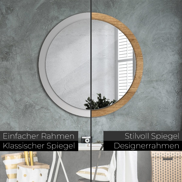 Round printed mirror Wood texture